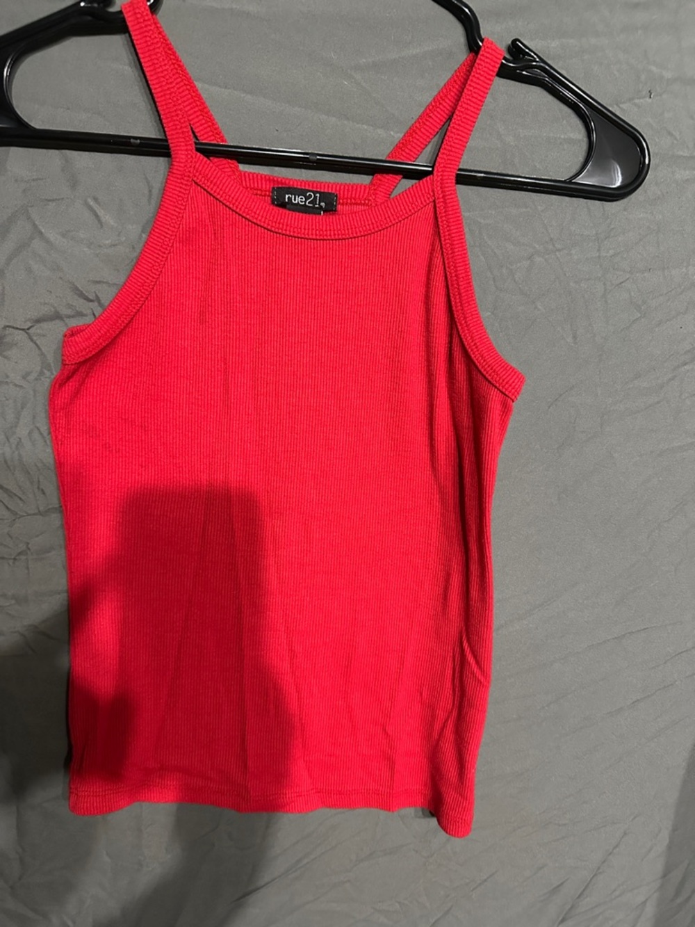 Rue21 Bright Red Ribbed Slim-Strap Tank